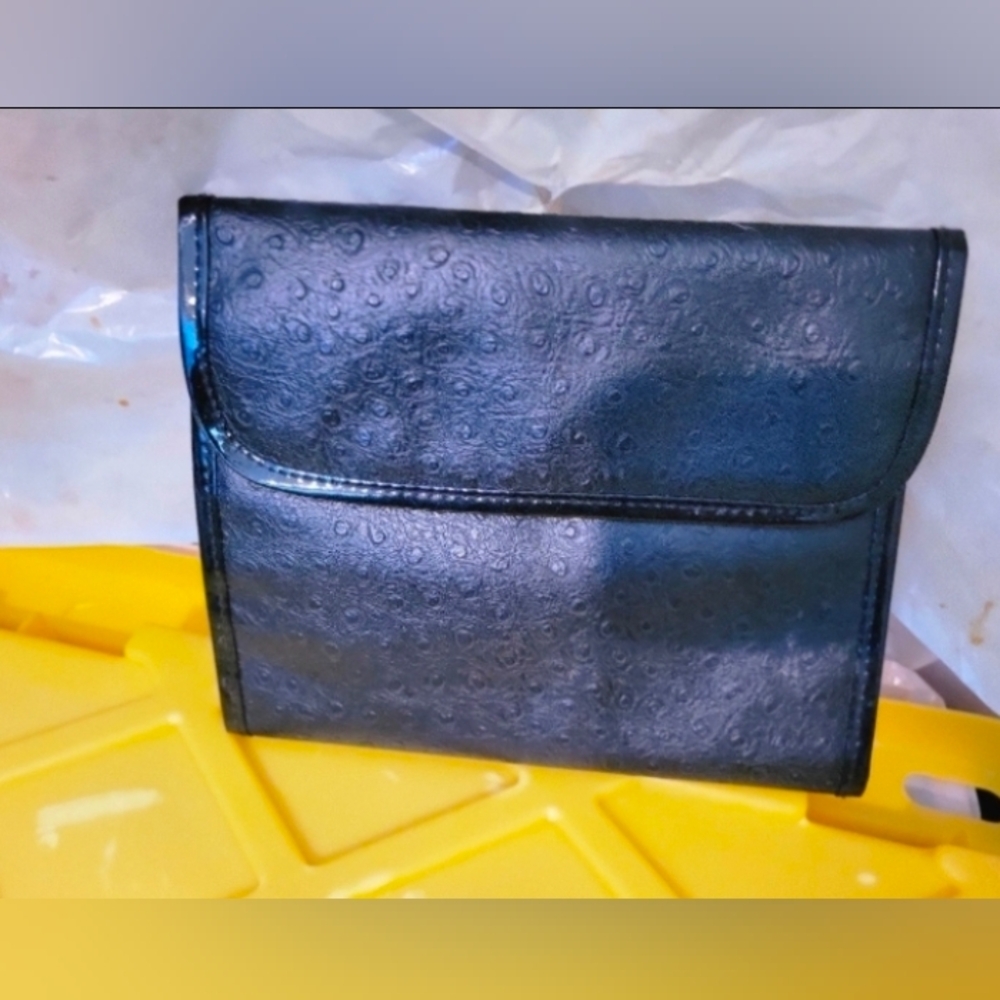 Womens Black Embossed Brush Clutch